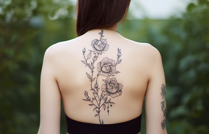 50 Back Tattoo Ideas That Are Incredibly Beautiful | Rose tattoo on back,  Tattoos for women, Trendy tattoos