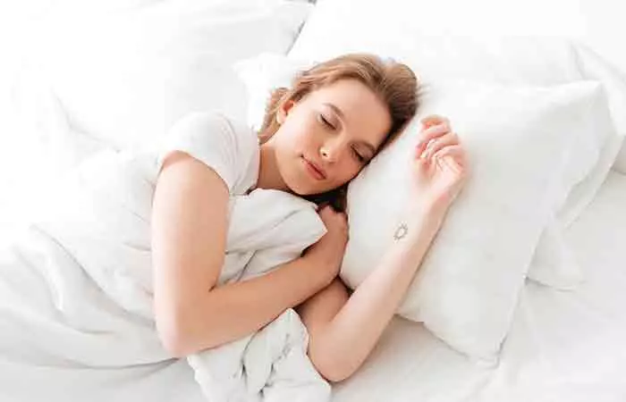 Woman sleeps in comfortable clothing