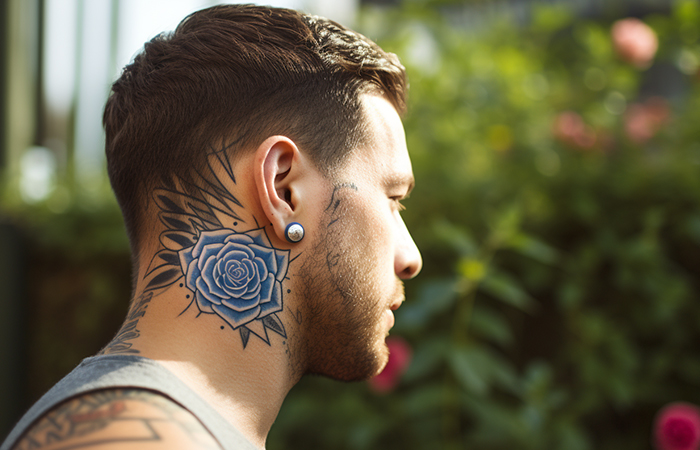 4PCS Black Fake Tattoo Men Neck Body Flower Graffiti Temporary Realistic  Sticker | eBay