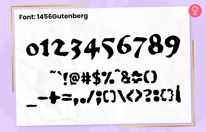 1456Gutenberg font for number tattoos