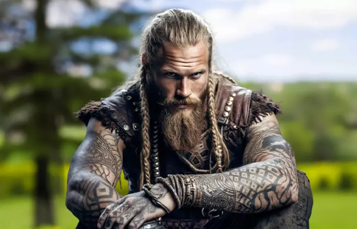 A tattooed viking warrior