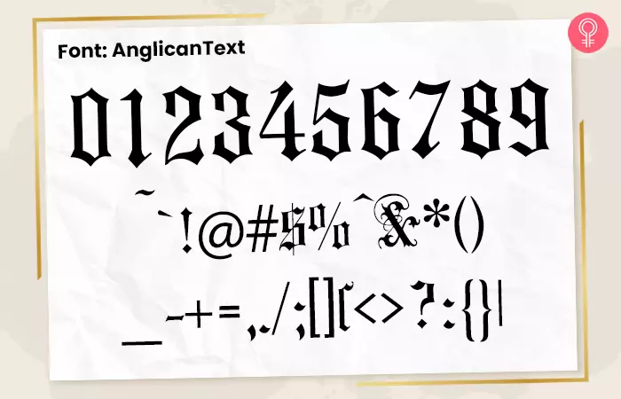 Anglican text font for number tattoos