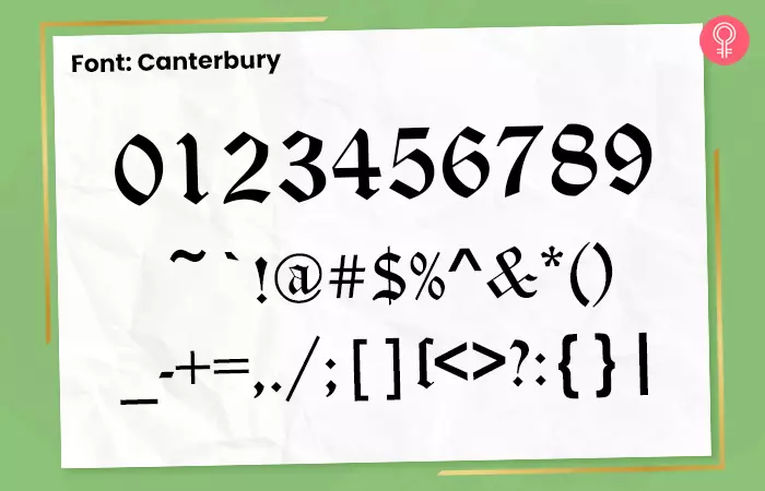 Canterbury font for number tattoos