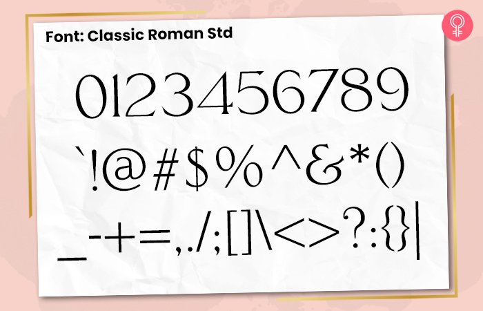 Classic roman std font for number tattoos