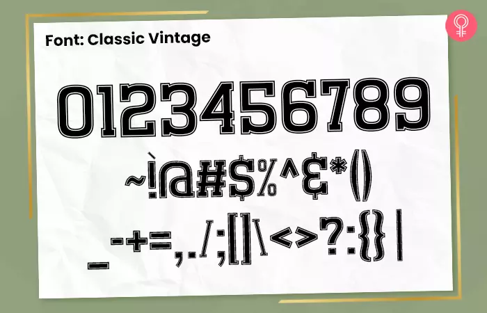 Classic vintage font for number tattoos