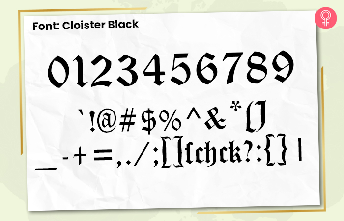 Cloister black font for number tattoos