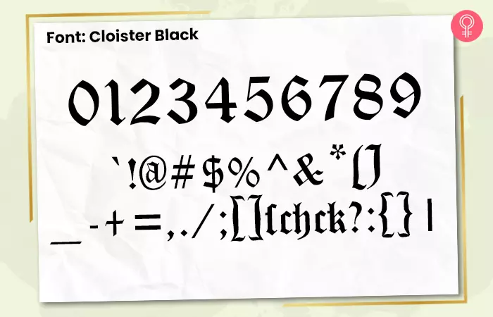Cloister black font for number tattoos