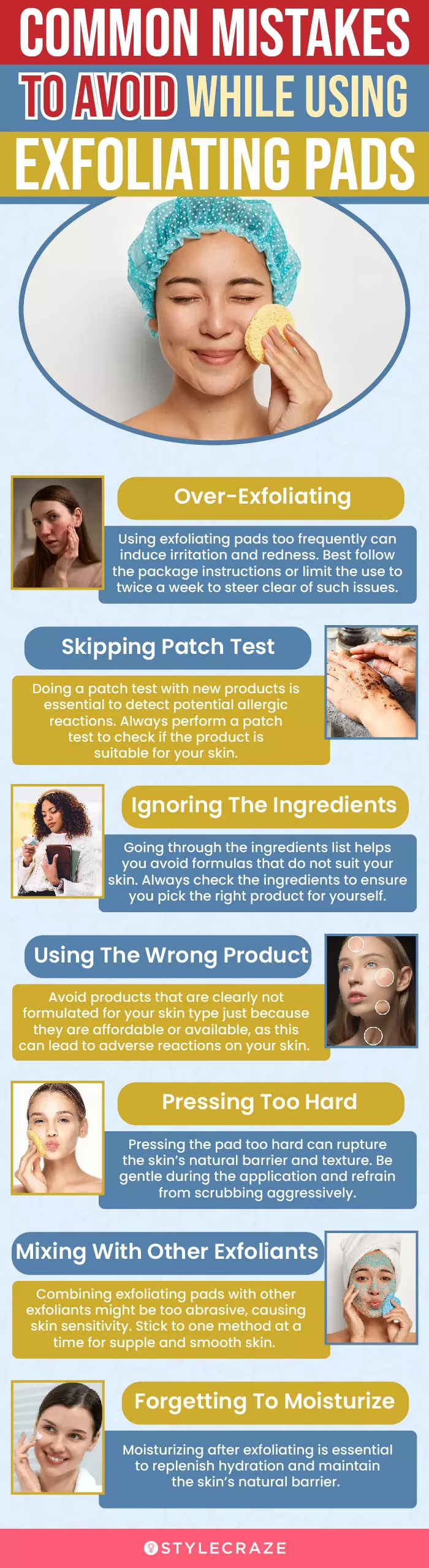 Common Mistakes To Avoid While Using Exfoliating Pads (infographic)