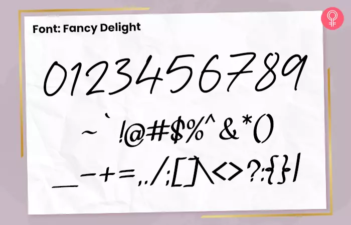 Fancy delight font for number tattoos