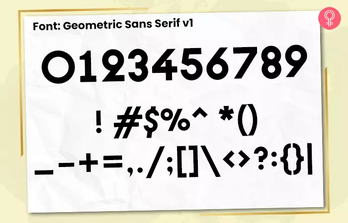 Geometric sans-serif V1 font for number tattoos