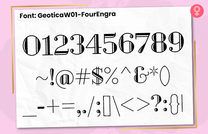 GeoticaW01-fourengra font for number tattoos