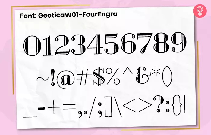 GeoticaW01-fourengra font for number tattoos