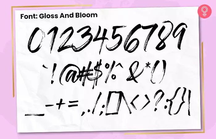 Gloss and bloom font for number tattoos