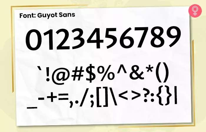 Guyot sans font for number tattoos