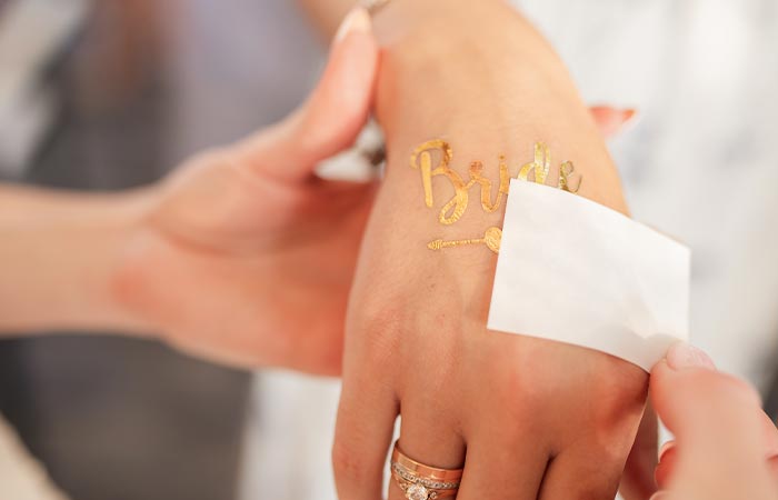 A temporary tattoo on a hand.