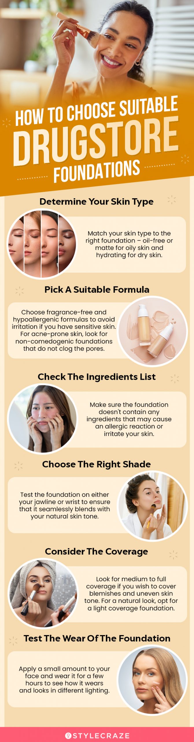 How To Choose Suitable Drugstore Foundations (infographic)