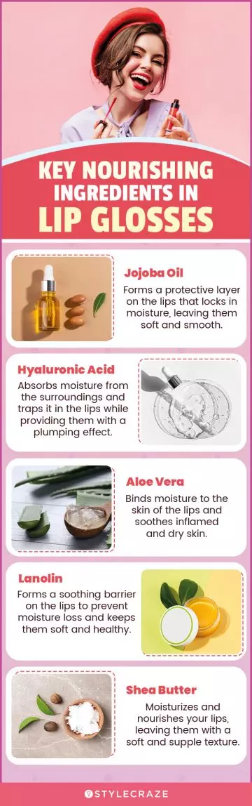 Key Nourishing Ingredients In Lip Glosses (infographic)