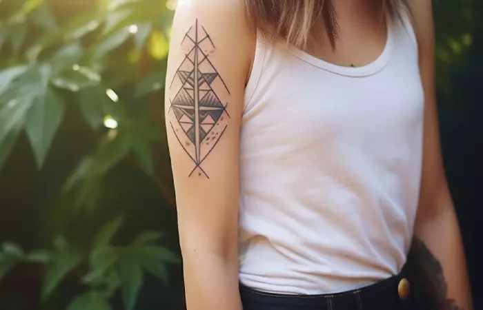 Linear geometric tattoo on the arm