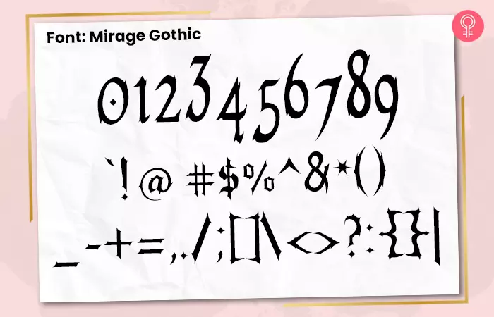 Mirage gothic font for number tattoos