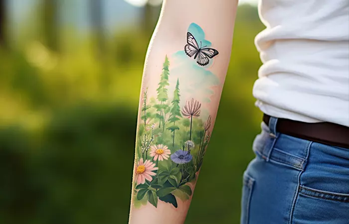 Close up of a nature realism tattoo