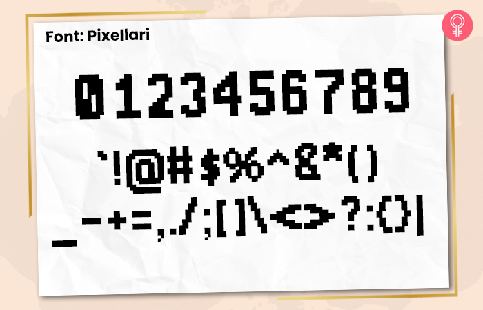 Pixellari font for number tattoos