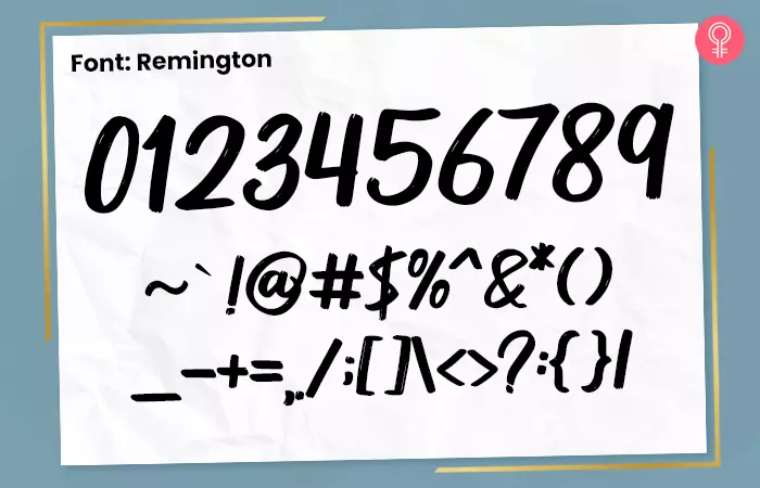 Remington font for number tattoos