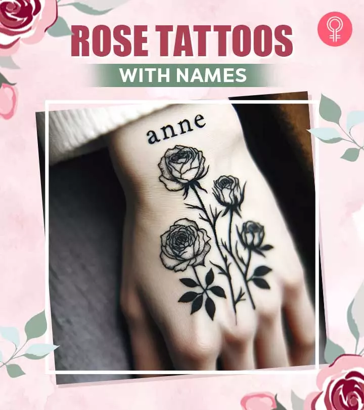 Beautiful rose tattoo with name