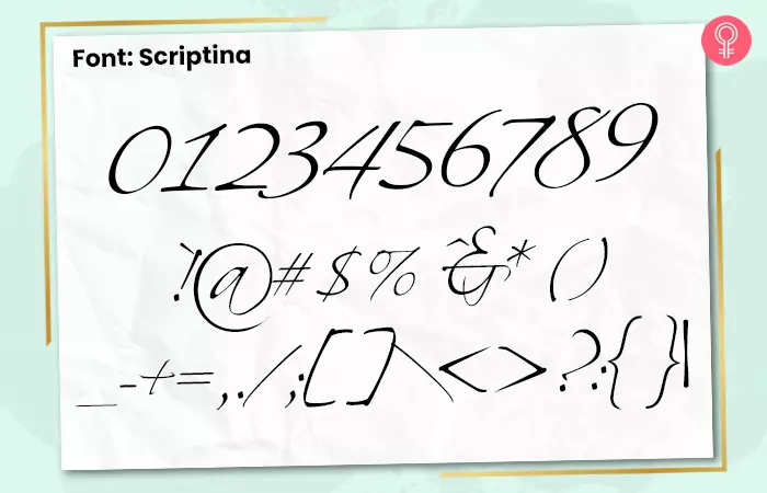 Scriptina font for number tattoos