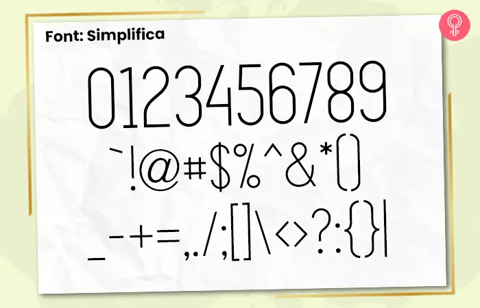 Simplifica font for number tattoos