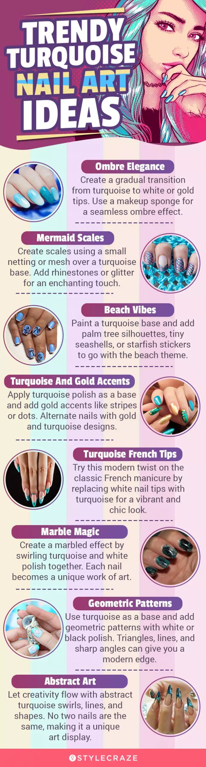 Trendy Turquoise Nail Art Ideas (infographic)