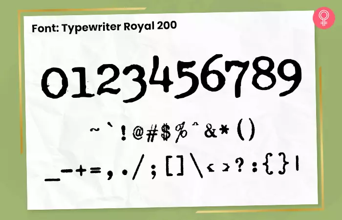 Typewriter royal 200 font for number tattoos