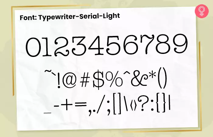 Typewriter serial light font for number tattoos