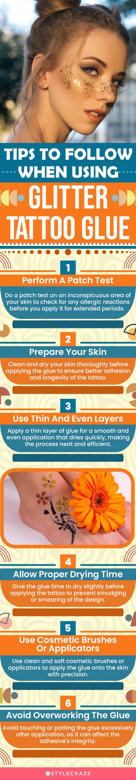 Tips To Follow When Using Glitter Tattoo Glue (infographic)