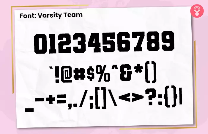 Varsity team font for number tattoos