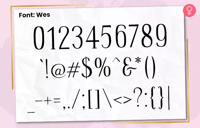 Wes font for number tattoos