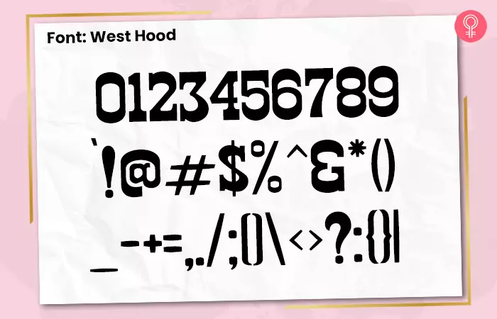 West hood font for number tattoos