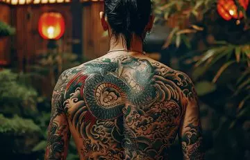 A Japanese yakuza tattoo on the back