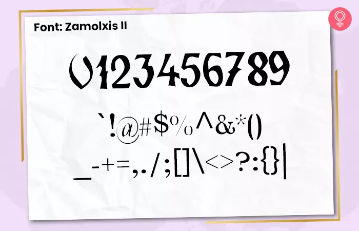 Zamolxis-II font for number tattoos