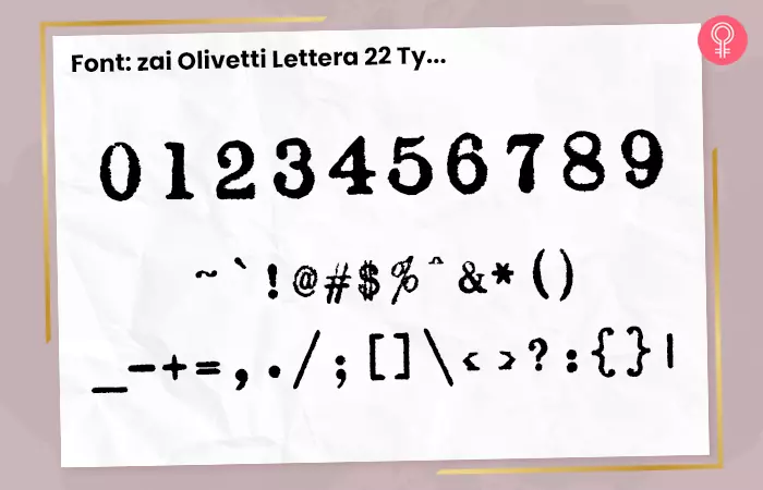 Zai olivetti lettera 22 typewriter font for number tattoos