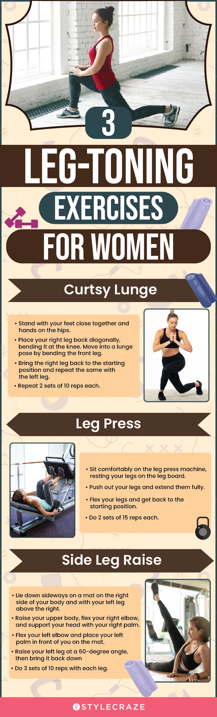 3 leg toning exercises for women (infographic)