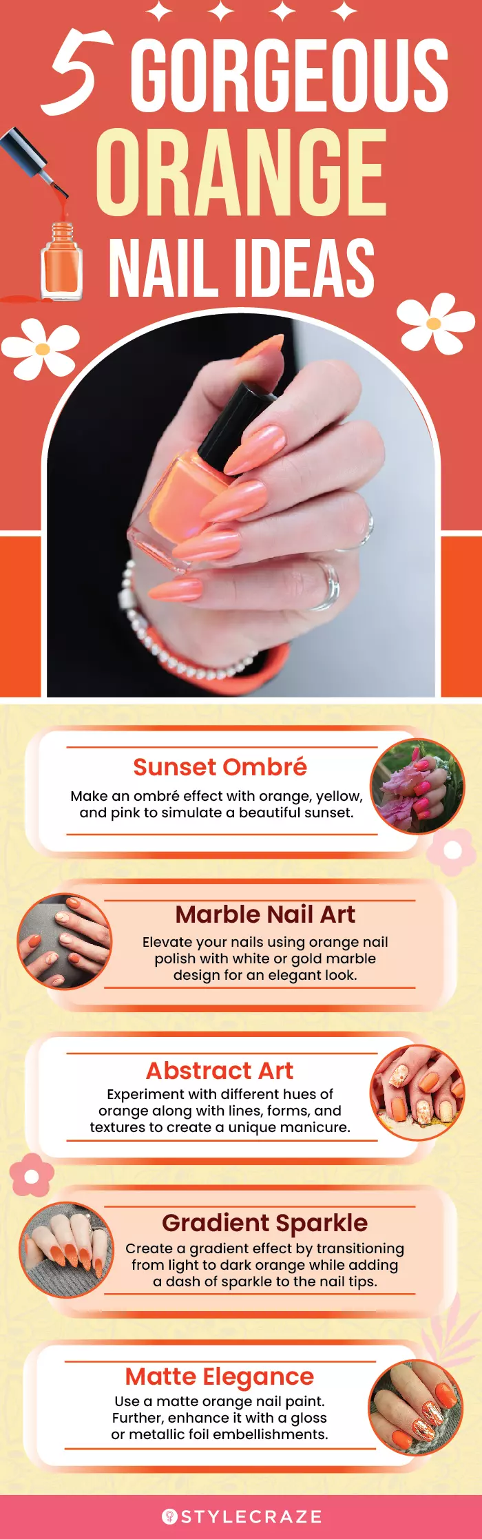 5 Gorgeous Orange Nail Ideas (infographic)