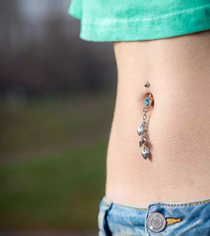A healed belly button piercing after keloid removal