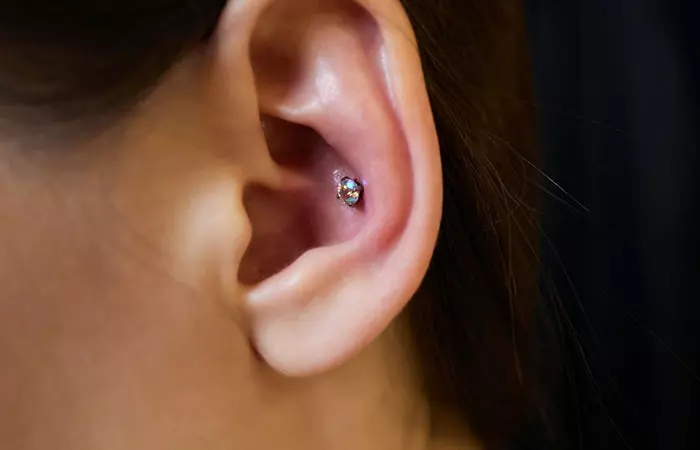 A woman with a conch piercing