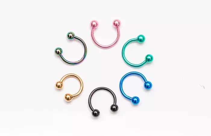 Circular barbell labret piercing jewelry