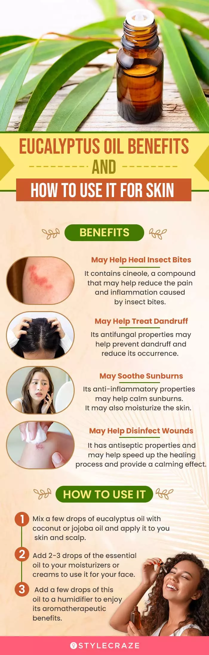 benefits and how to use eucalyptus oil for skin (infographic)