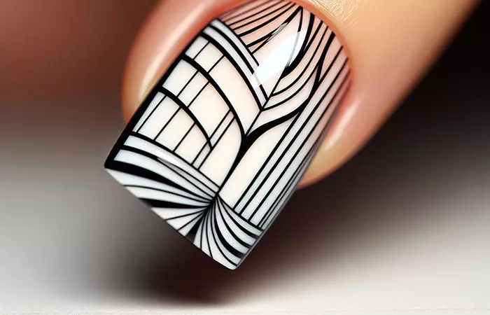 Black lines nail design