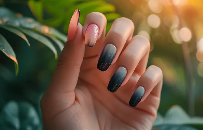 Black smokey nails design