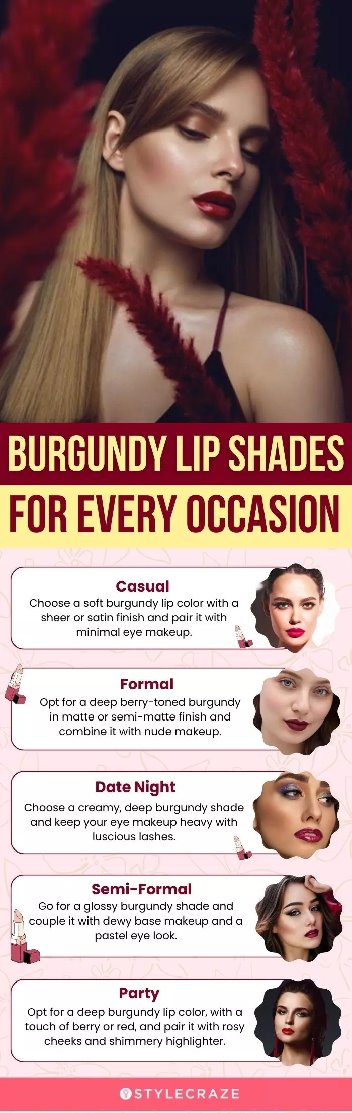 Burgundy Lip Shades For Every Occasion (infographic)