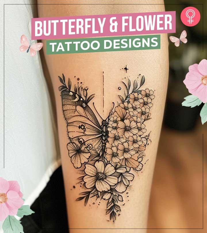 Let the delicate flutter of nature’s wings and vibrant floral beauty grace you as skin art!