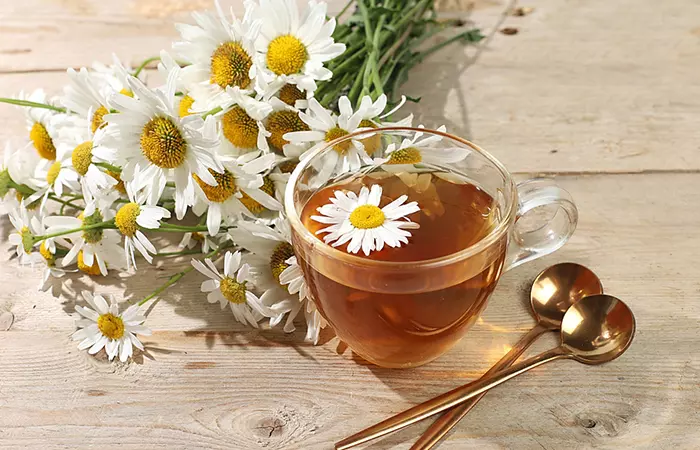 Chamomile tea for soothing a piercing bump